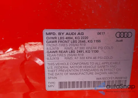 2018 Audi Q3 2.0T Premium/2.0T Sport Premium from USA, damaged, VIN WA1ECCFS7JR008143